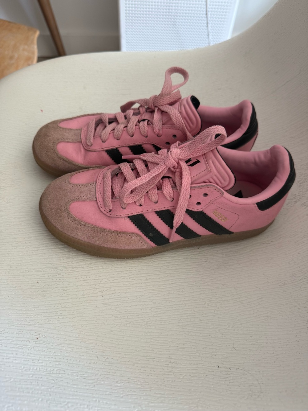adidas Kids Pink Sneakers with Black Stripes